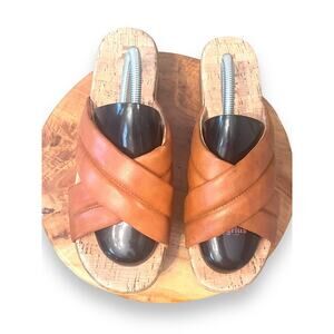 Korks Sandals Slide Platform Faithe Crisscross Strap Tan Women’s Size 10 Slip-On